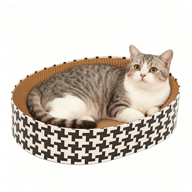 Markarbarka 2-en-1 Grattoir Chat Carton Rond | Bol Nid Douillet pour Chats Intérieurs