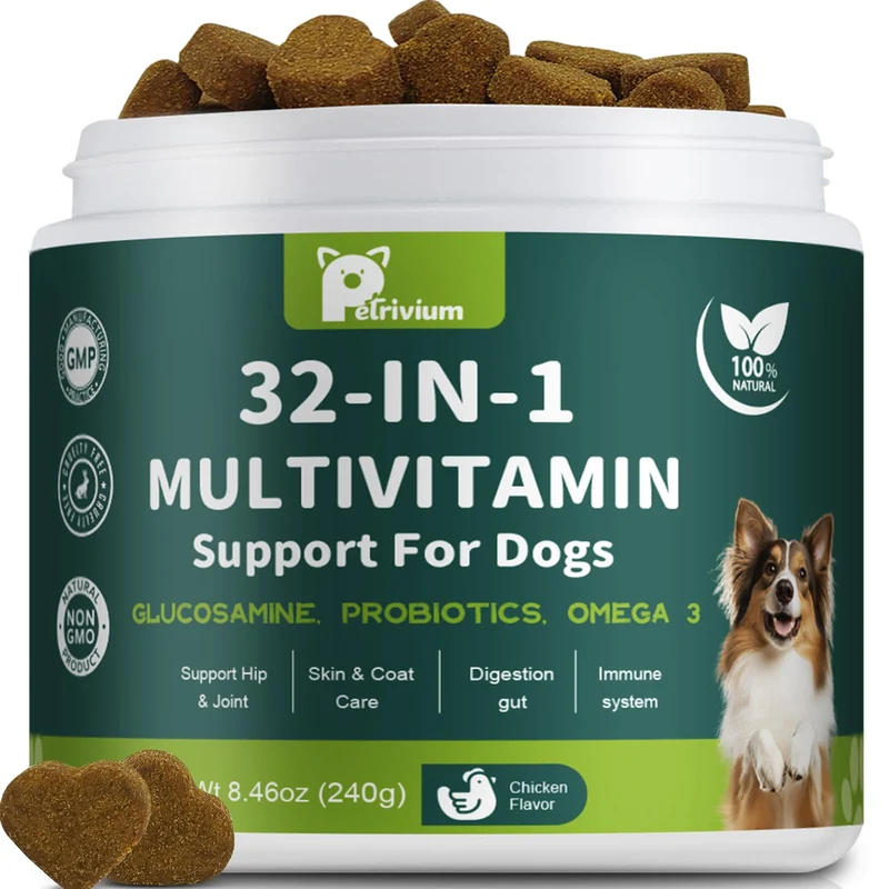 Petrivium Chien – Multivitamine Masticable avec Glucosamine, MSM et Oméga 3 & 6