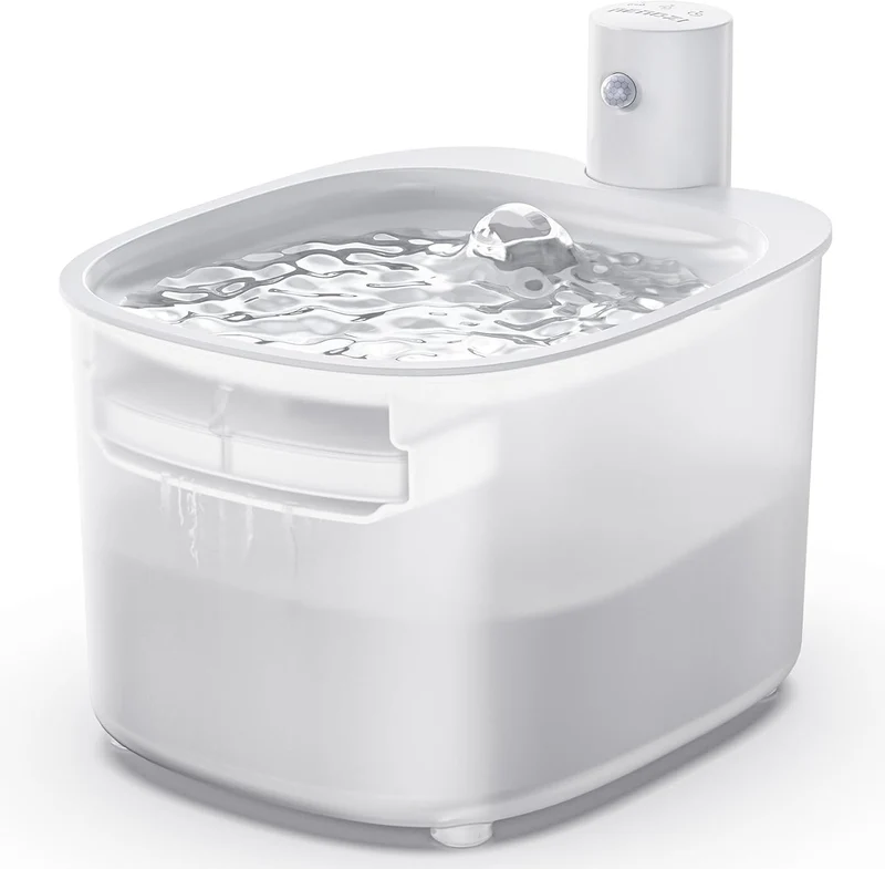 Fontaine d'eau sans fil PUPERCI pour chat — 2,6 L, capteur et autonomie 3000 mAh