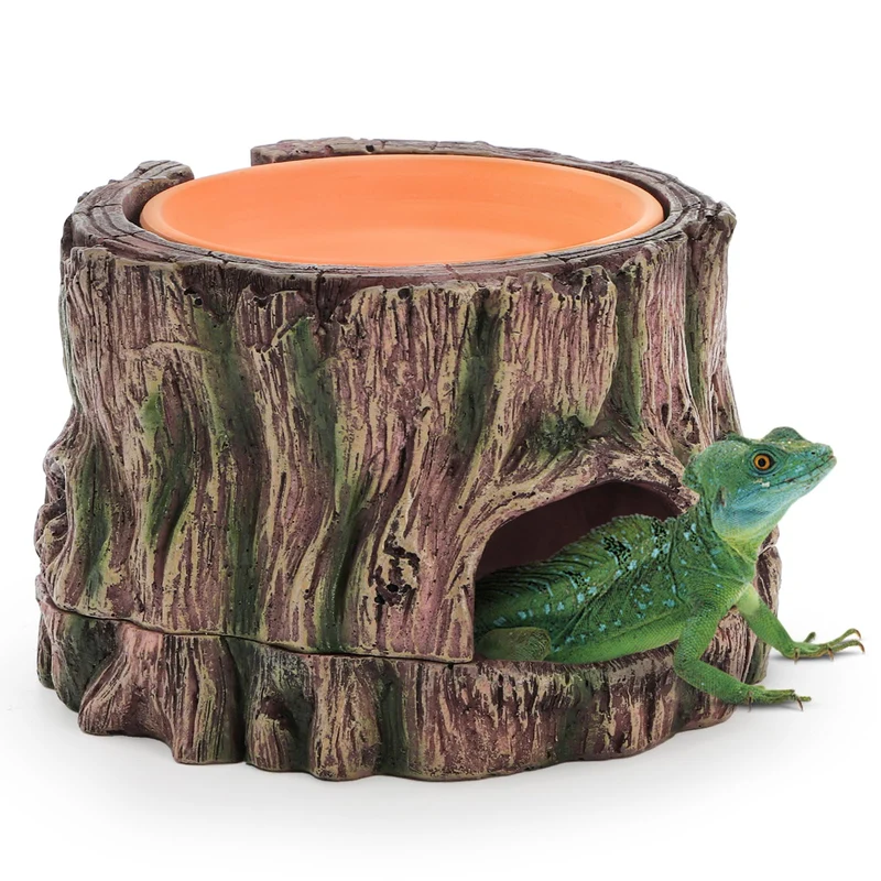 Jowgut Caverne Reptile 3 en 1 – Refuge Humide avec Base Détachable pour Gecko, Lézard, Tortue et Amphibiens