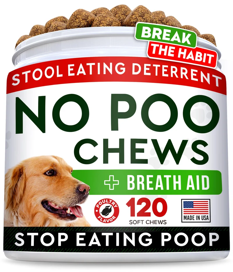 STRELLALAB No Poo Chews pour chiens – Dissuasion de la coprophagie avec probiotiques et enzymes digestives (120 comprimés, goût poulet)