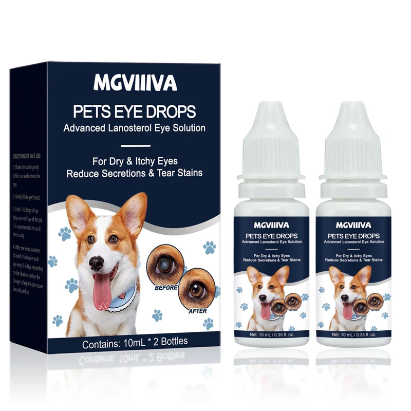 Msktasy Gouttes oculaires chiens et chats – Traitement cataracte et infections, formule naturelle vétérinaire (2×10 ml)