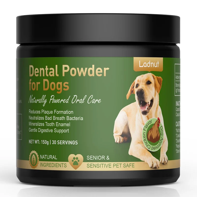 Ladnut Poudre Dentaire pour Chien – Sans Brosse, Haleine Fraîche en 7 Jours, Goût Poulet