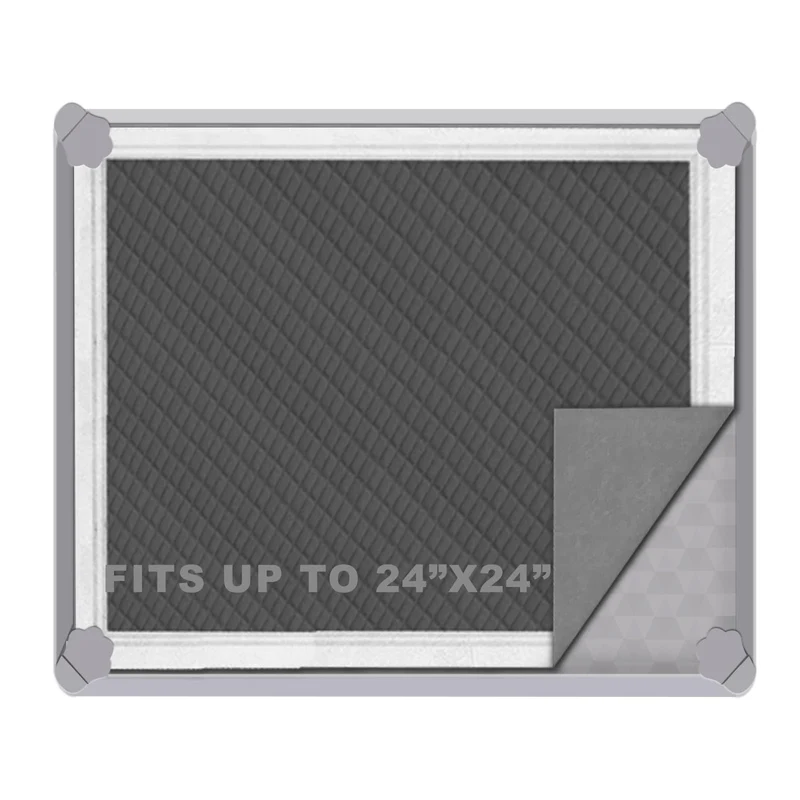 ELEGX Bac-tapis silicone 24x24 pour chien — Bord élevé et clips de sécurité