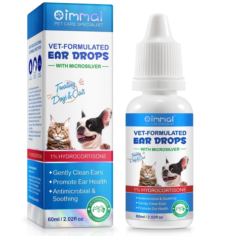 MuuDew Gouttes Oreilles – Traitement d'infections pour Chiens et Chats, 1% Hydrocortisone, 2 oz