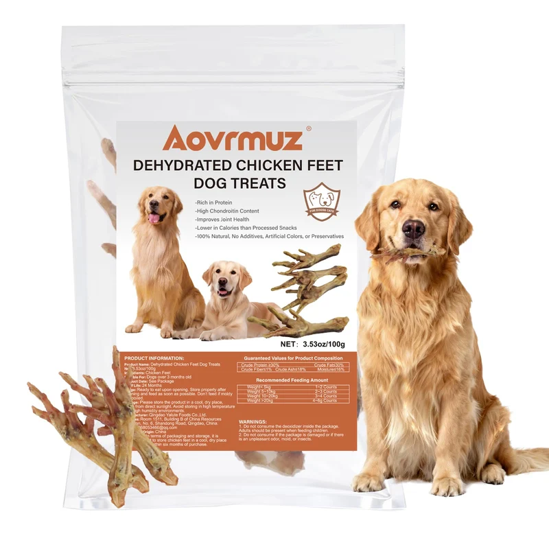 Aovrmuz Pattes de Poulet Séchées – Friandises 1 Ingrédient Sans Additifs pour Chiens