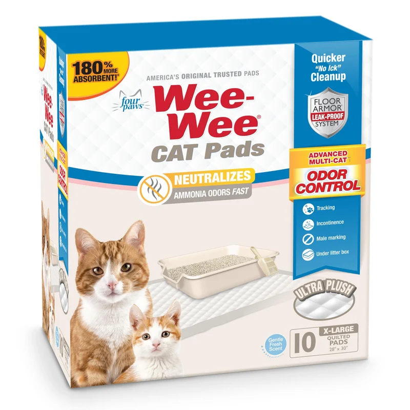 Four Paws Wee-Wee Pads pour Chats – Tapis Litière 28x30, Absorption Rapide et Odeurs