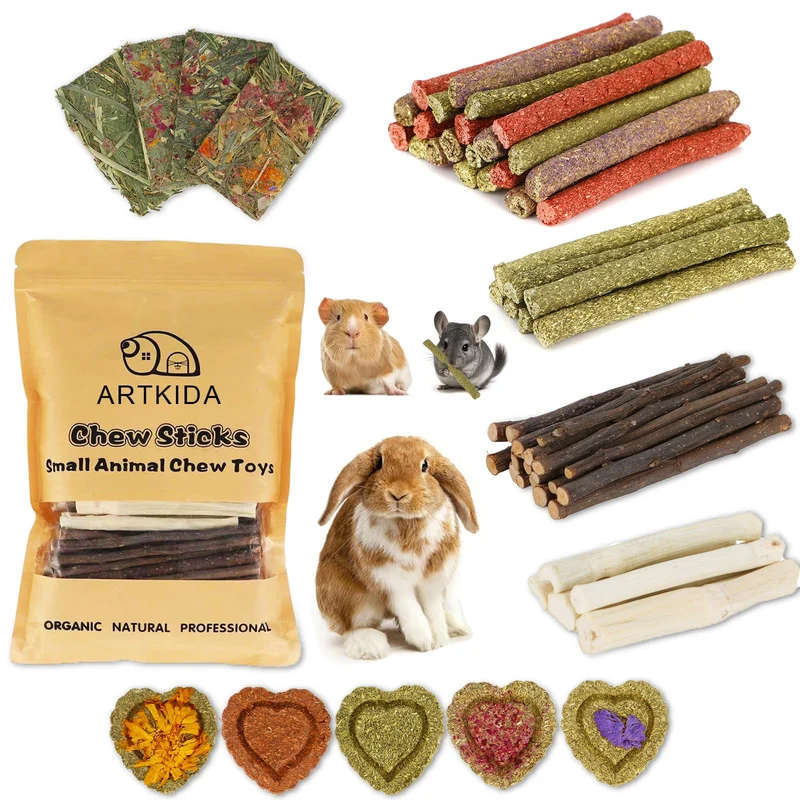 ARTKIDA 70 pièces: Jouets et Friandises Grignotage pour Lapin, Cochon d'Inde et Rongeurs