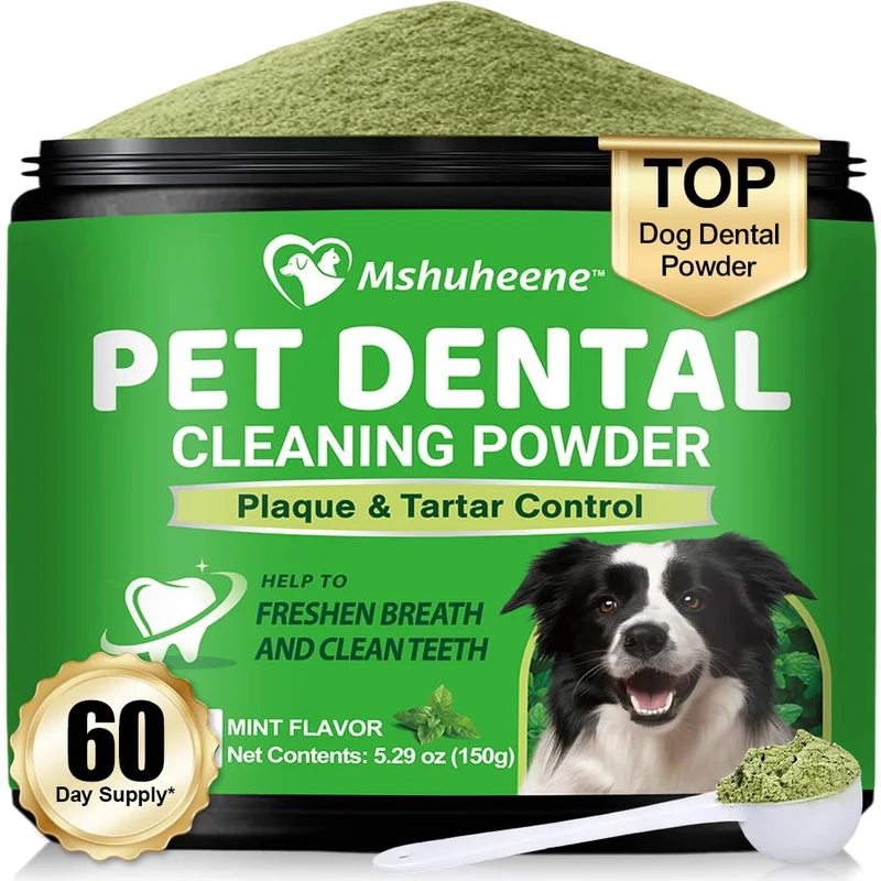 Mshuheene Poudre Dentaire pour Chien – Nettoyage Dentaire, Probiotiques et Menthe, 60 Jours