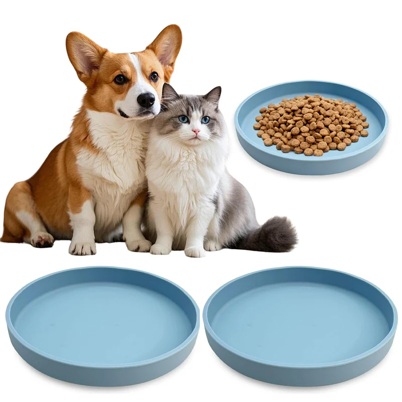 ZHYEEDAA - Lot de 2 assiettes en silicone pour chien et chat, 7 pouces, bleu frais