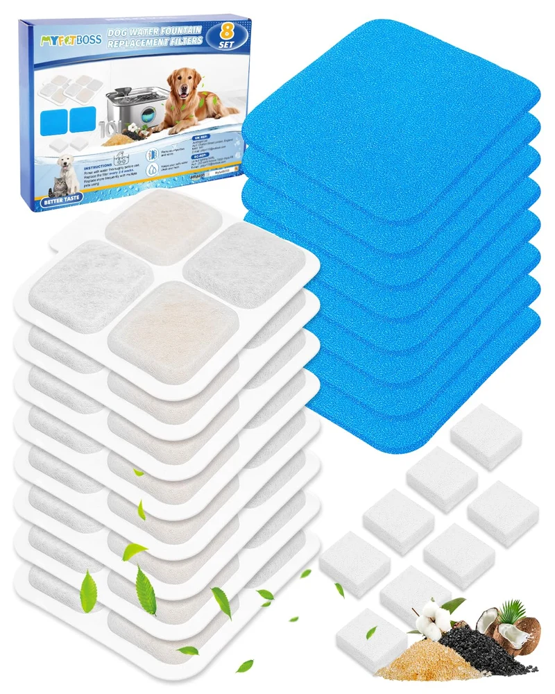 Filtre MyfatBOSS pour fontaine à chien – Compatible oneisall PW07SAU 10 L, lot de 8