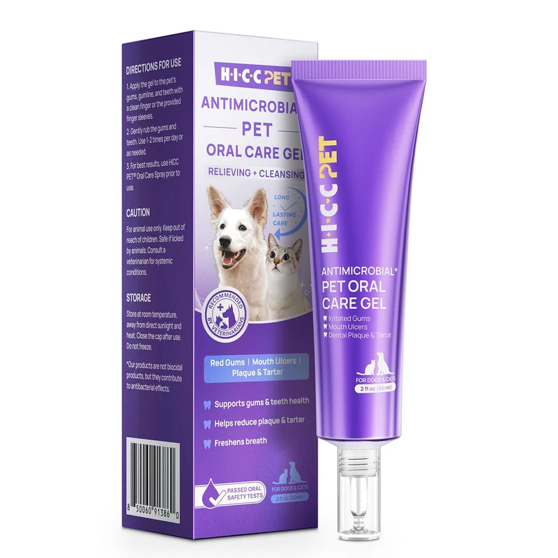 Gel Dentaire HICC PET pour Animaux – Nettoyage sans brossage, recommandé par les vétérinaires, chiens et chats, 60 ml