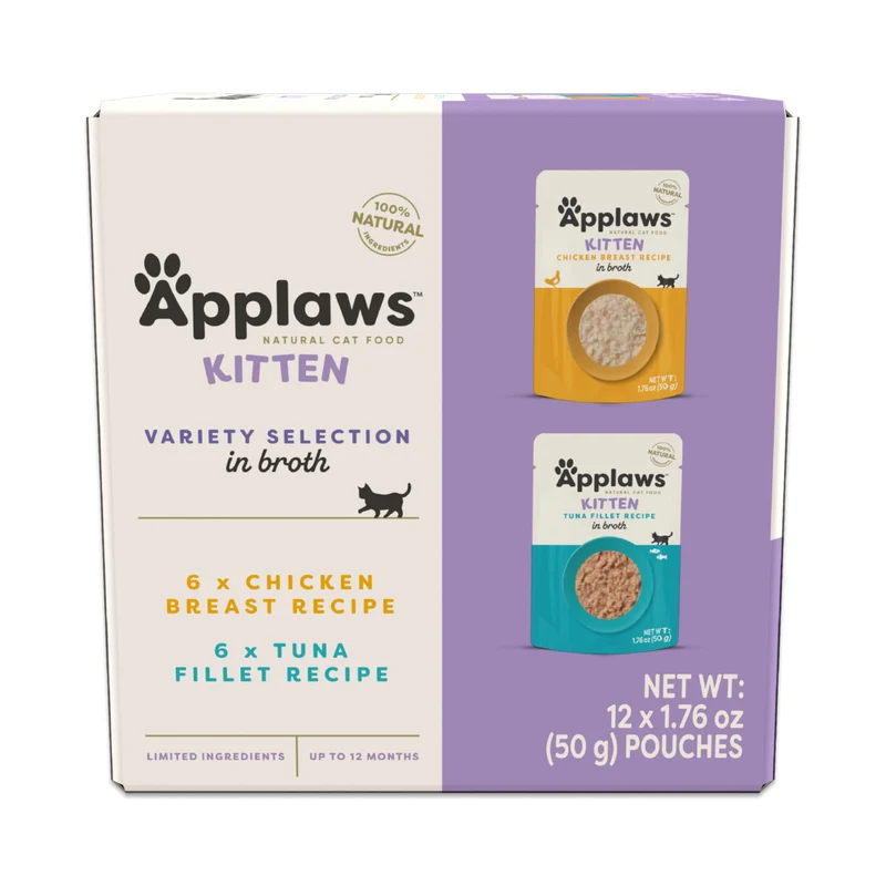 Applaws Chaton – Nourriture humide en bouillon pour chaton, 12 sachets, protéines élevées et ingrédients naturels