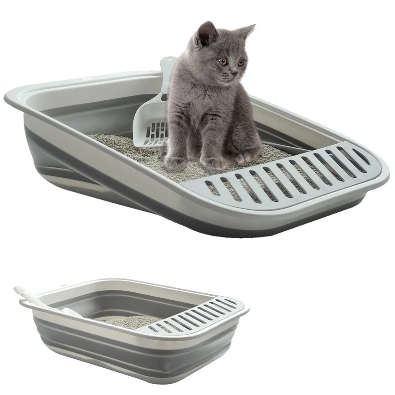Paxlkuao Bac à Litière Pliable pour Chatons et Chats Âgés – Entrée Basse, Sans Fuite