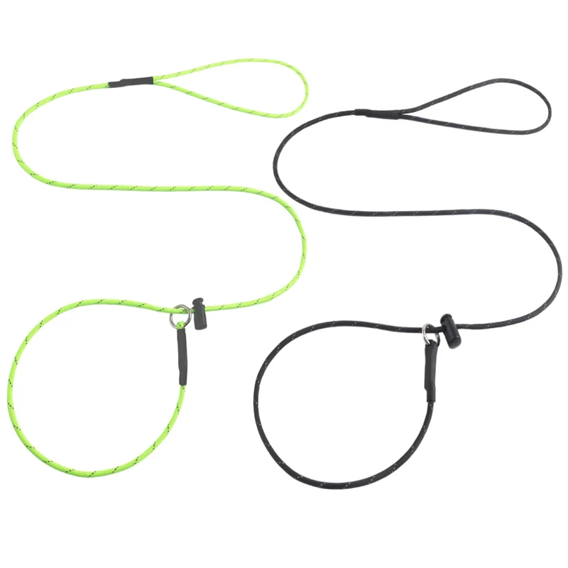 FURSDOLY Longe d'entraînement pour chiens – 5 pieds, corde parachute 12 brins, 1000 lb, lot de 2 (Noir & Vert Néon)