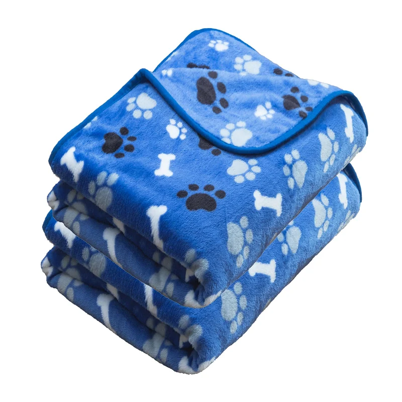 AIWEK Couverture chien et chat – 2 pièces, 40x30 pouces, velours bleu double-face