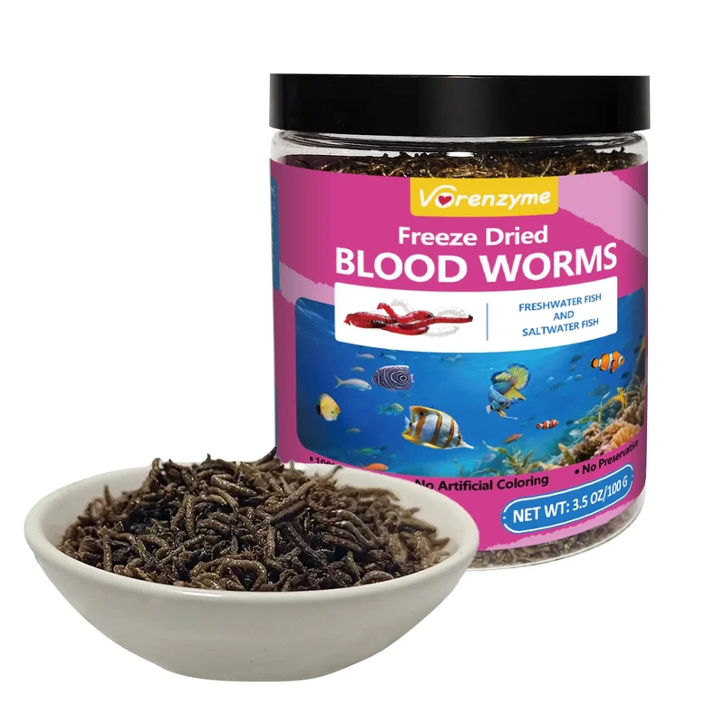 Vorenzyme Vers Lyophilisés pour Poissons — Alimentation Naturelle Riche en Protéines, Couleur et Croissance, 3,5 oz