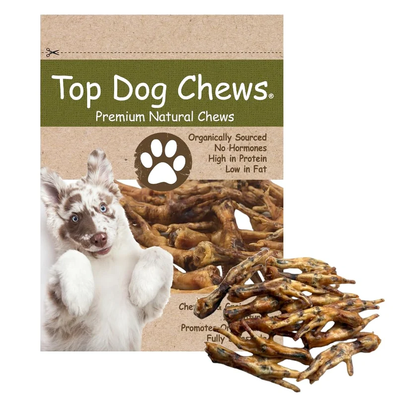 Top Dog Chews – Pattes de Poulet Séchées (25) – 1 Ingrédient, Sans Additifs, Digestion Facile, Soutien des Articulations