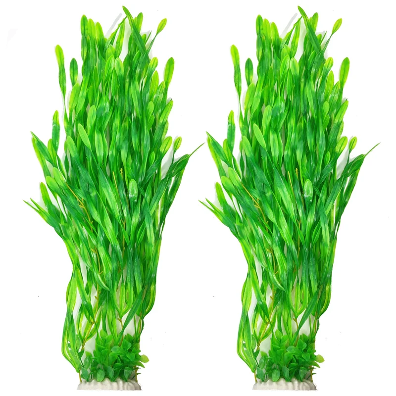 SIYIPURR Plantes d'Aquarium 66 cm – 2 Pièces, Décor Réaliste et Durable pour Eau Douce et Salée (Vert Style B)