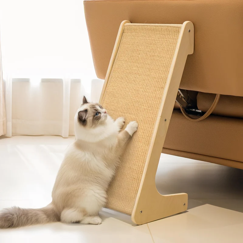 PETKARAY Ramp de griffage en sisal — Forme de L pour chats d’intérieur (Grand)