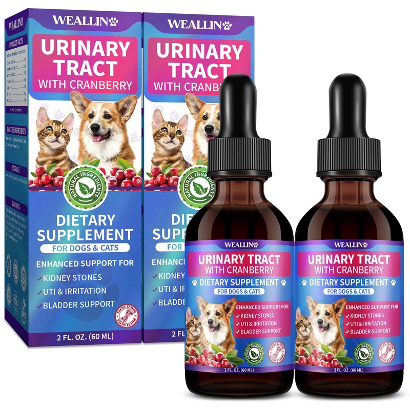 WEALLIN Lot de 2 bouteilles – Soin Urinaire Naturel pour Chats et Chiens (Canneberge) – Soutien Reins et Vessie