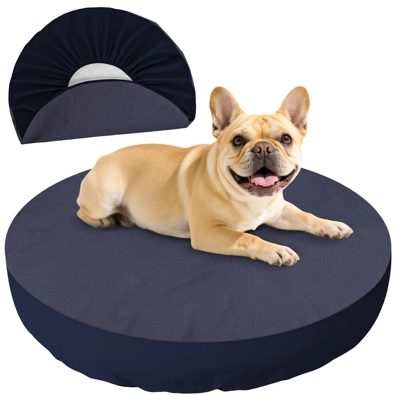 ALWZ-RDY Housse de lit pour chien ronde et en forme d’anneau – Imperméable, silencieuse, 30 x 30 x 9,8 pouces – Bleu