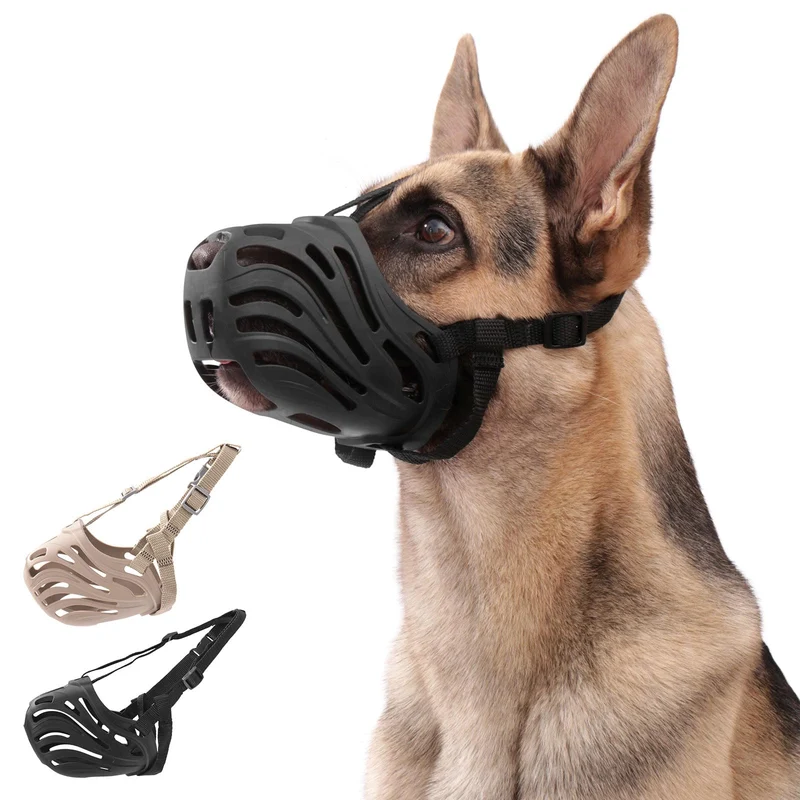 KnJuLee Museau pour Chien en Silicone – Durable et Respirant, Anti-Morsure et Anti-Aboiement, Attache Ajustable, Boire Autorisé (Noir, L)