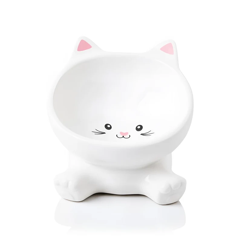 Raytrue-X Bol Chat Surélevé en Céramique 4,9 Pouces – Design 3D Oreilles, Confort et Posture