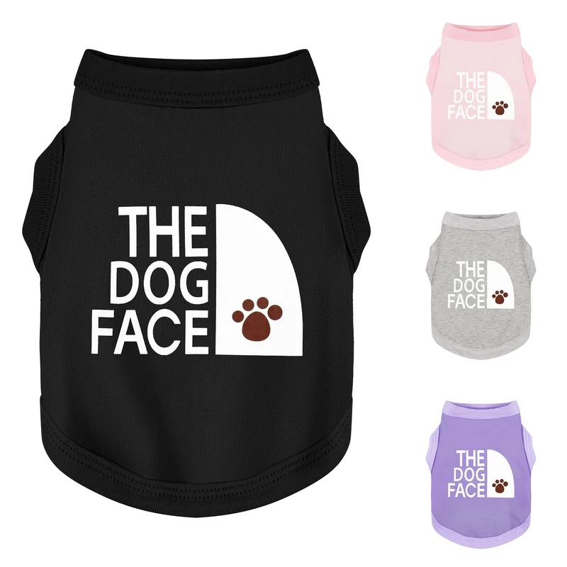 Paiaite – T-shirt Chien en Coton Léger | Motif Visage de Chien, Noir, Tailles Petites et Moyennes