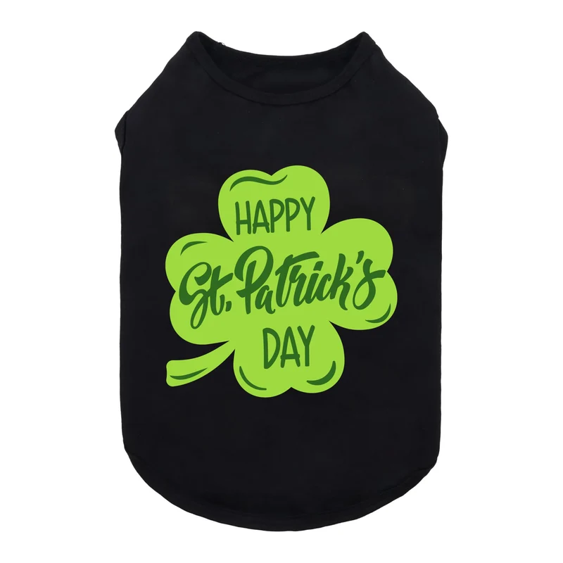 Fitwarm T-shirt Chien Saint-Patrick – Léger et Respirant pour Petits Chiens et Chats (Noir/Vert, Taille Large)