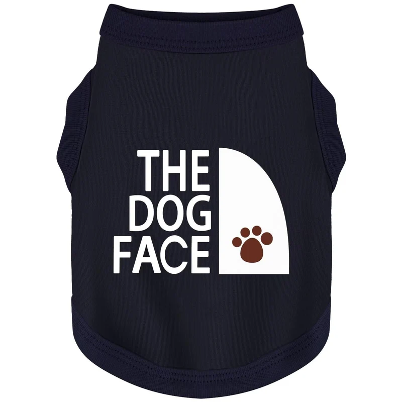 Paiaite – T-shirt pour chien en coton doux, imprimé Le Visage du Chien, bleu foncé – XS