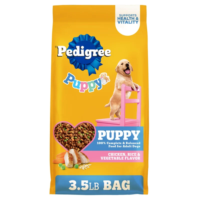 Pedigree Croquettes pour Chiots – Poulet, Riz et Légumes, 3,5 lb