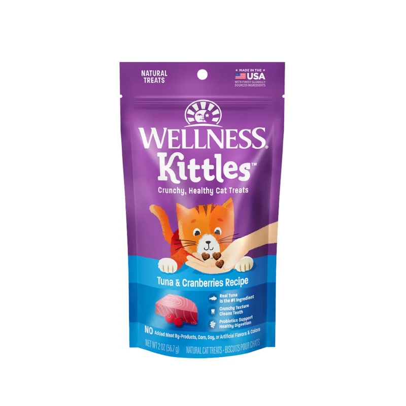 Wellness Kittles – Friandises croquantes sans céréales pour chats au thon et canneberges | Tous les stades | Sachet 2 onces