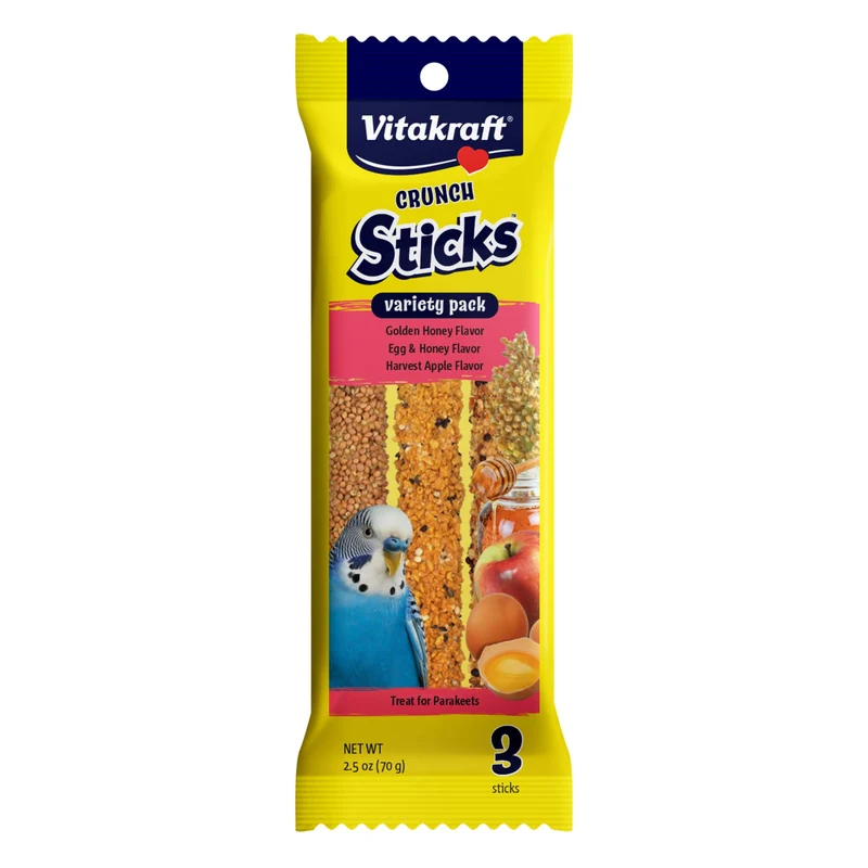 Vitakraft Crunch Sticks pour perruche – Mélange miel, œuf et pomme, 70 g
