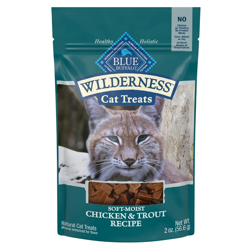 Blue Buffalo Wilderness Friandises Molles pour Chats – Poulet & Truite, Paquet 56 g (Sans Céréales)