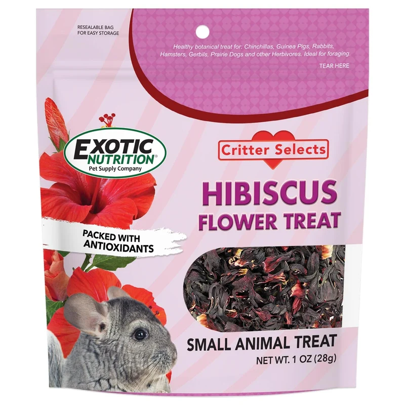 Exotic Nutrition – Friandise Fleurs d'Hibiscus (1 oz) pour petits animaux herbivores