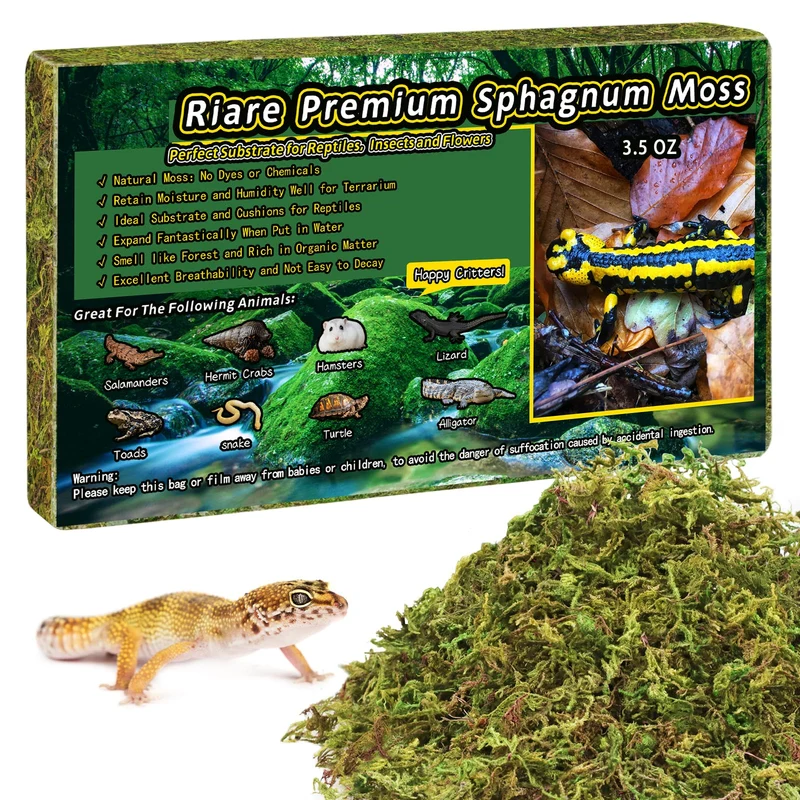 Riare Mousse de Sphagnum Premium 3,5 oz – Substrat Humide Naturel pour Reptiles