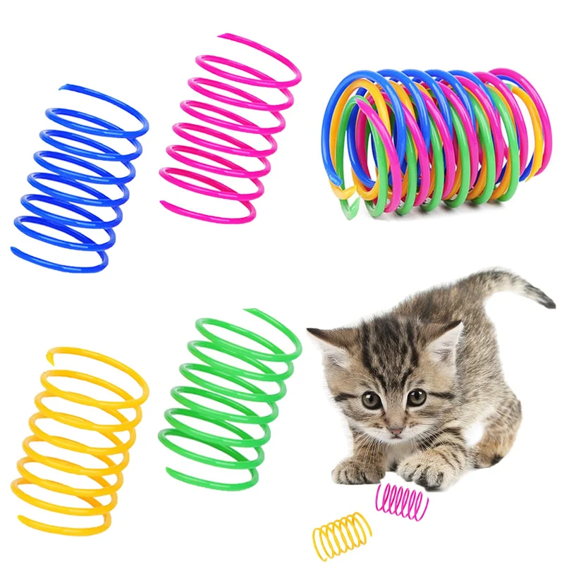 ISMARTEN Jouets Ressort pour Chat — Lot de 10 pièces, plastique coloré et sûr