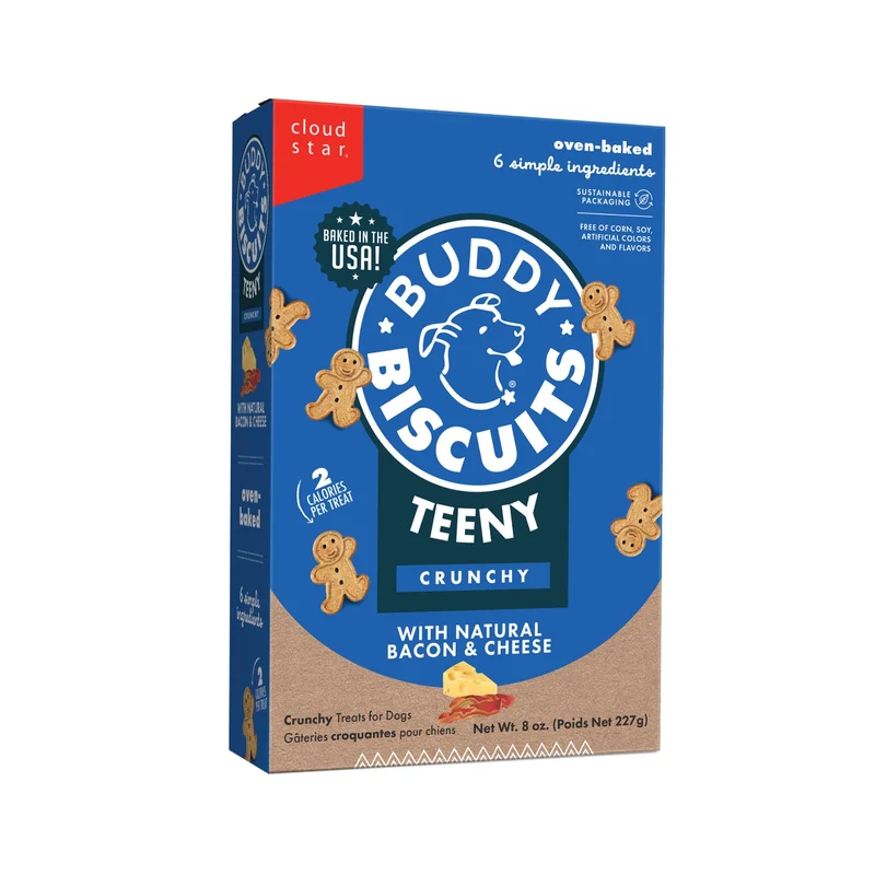 Buddy Biscuits – Friandises croustillantes Teeny (8 oz / 227 g) bacon et fromage pour chiens – Fabriqué aux États‑Unis