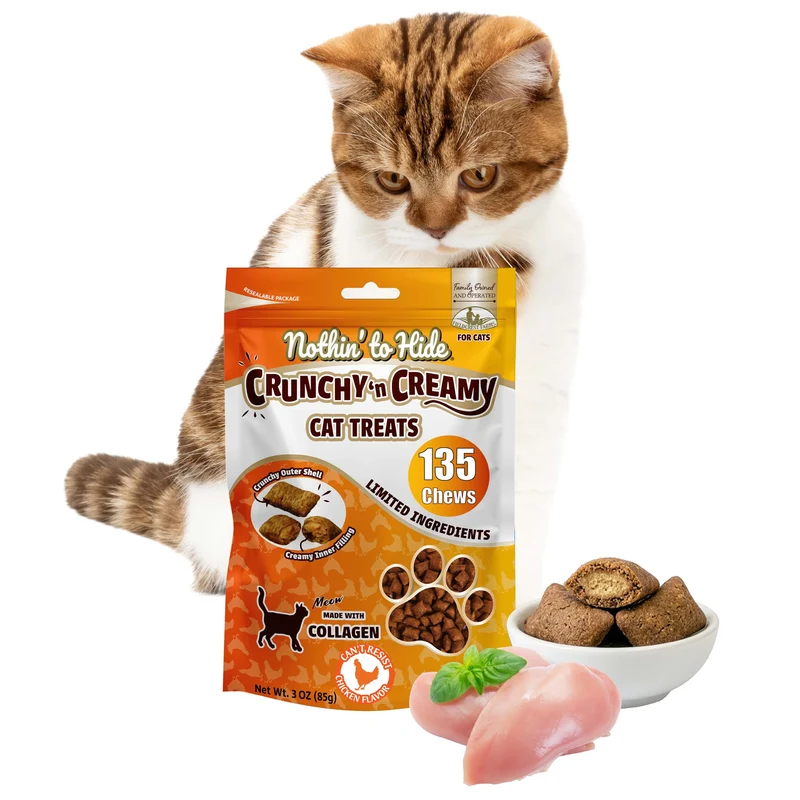 Fieldcrest Farms Nothin’ to Hide Collagène – Friandises pour Chats au Poulet, Croquant et Crème, Protéines, 85 g