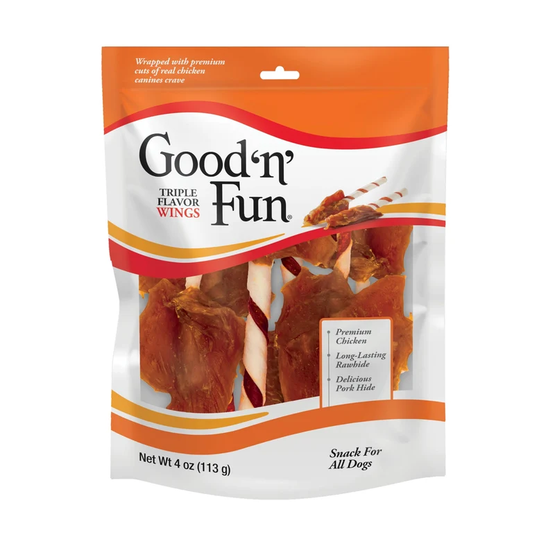 GOOD 'N' FUN Triple Saveurs Ailes – Friandises pour chiens, poulet, boeuf et porc