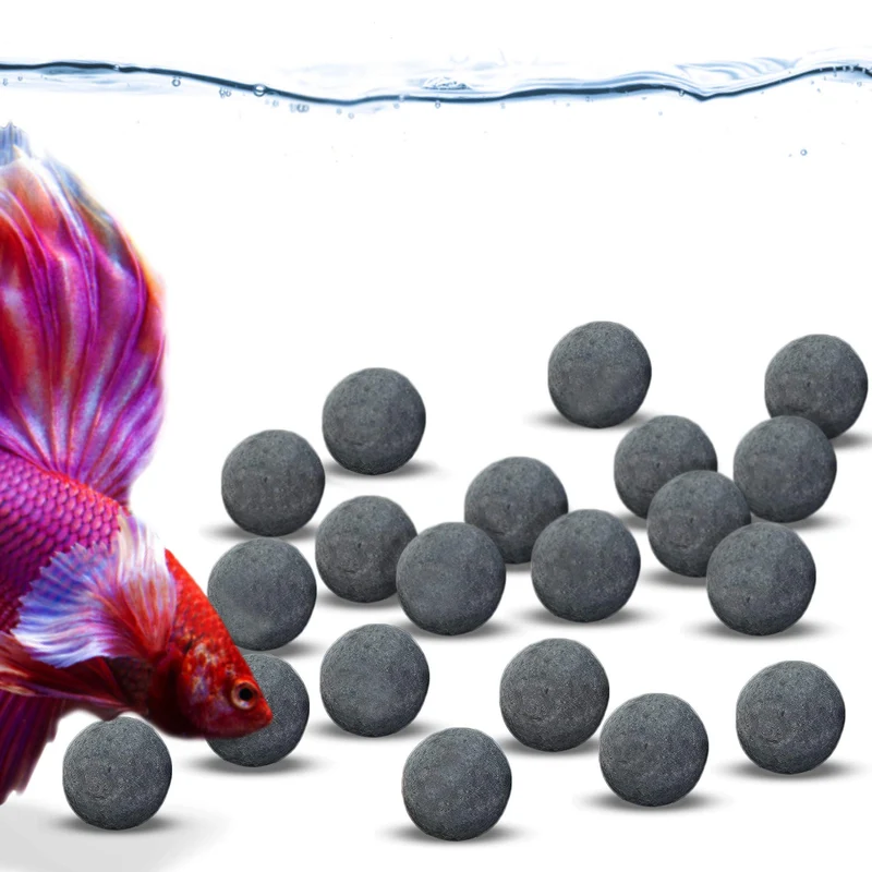 JOR Betta Balls – Perles Grises pour Eau Cristalline et Bettas Énergiques, Stabilisation du pH, Décor Aquarium, 20 pcs