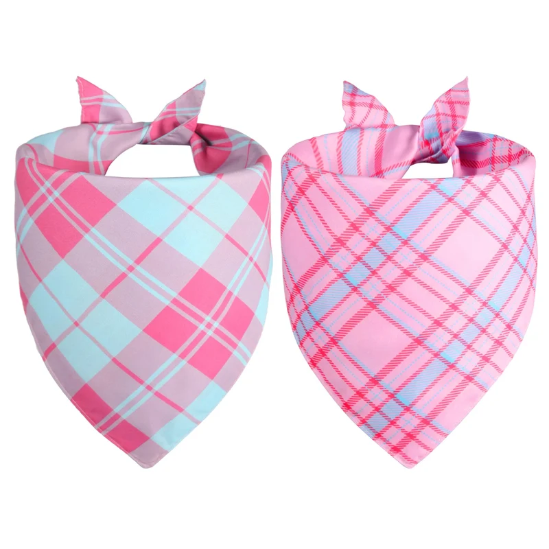 Agroon Bandana Chien Rose – Lot de 2 Bandanas Triangle Réversibles, Lavage Facile, Tailles Petit/Moyen/XL