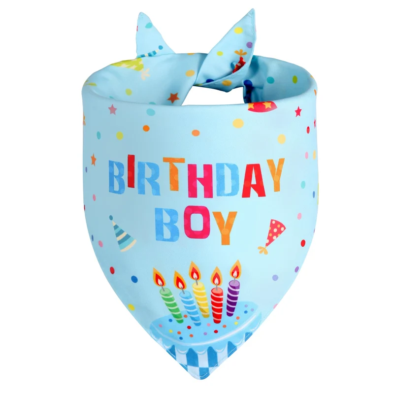 Agroon Bandana Anniversaire Chien Bleu – Grand, Réversible et Lavable