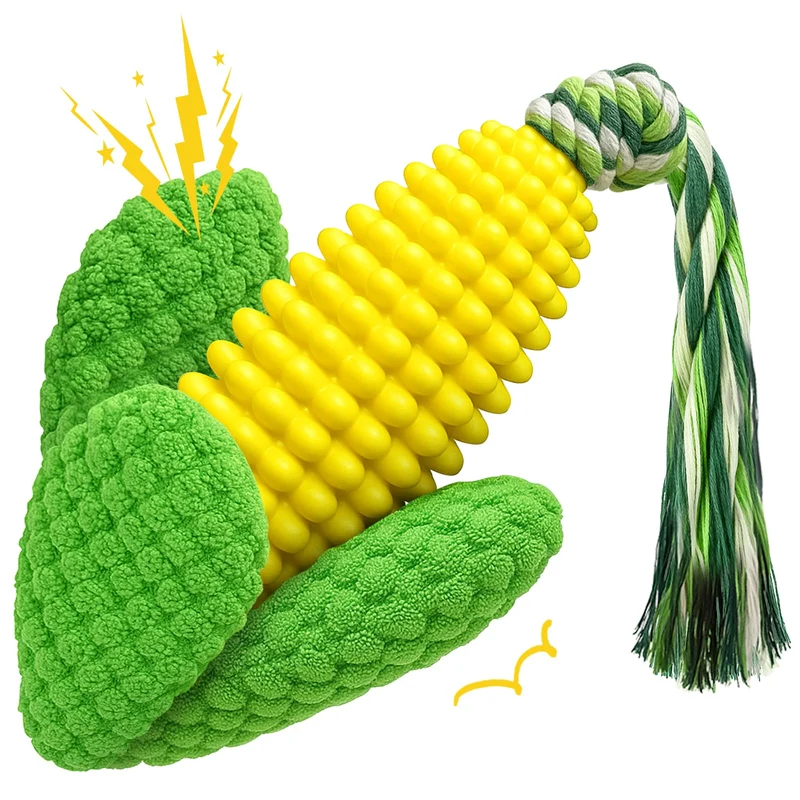 TOOPTATE – Jouets à mâcher pour chien, maïs qui couine, doux et durable pour chiens moyens et grands
