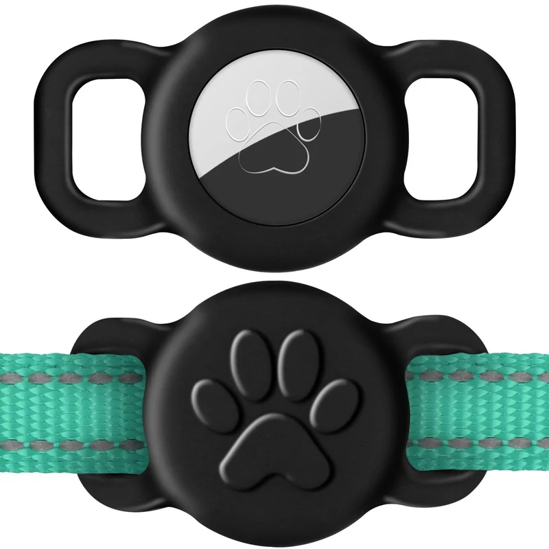 Dynmeow Porte-Airtag pour Collier - Étui Silicone Anti-Perte, Noir, Taille S (1 Pack)