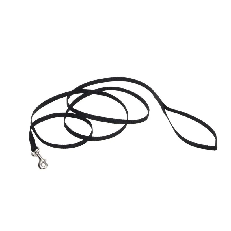 Laisse Coastal Pet en nylon simple – robuste et confortable, noir, 6 pieds
