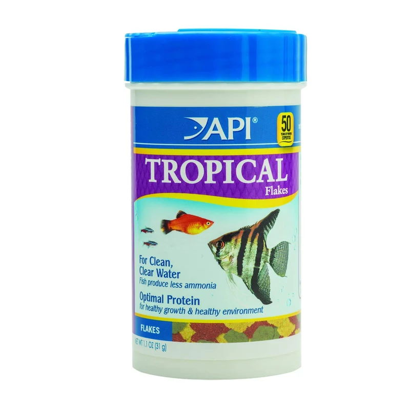 API Flocons Tropicaux – Nourriture Protéinée pour Poissons Tropicaux, Conteneur 1,1 Onces