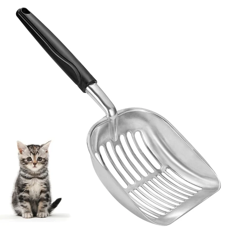 Apidgrowth Pelle à Litière pour Chat – Maillage Solide, Manche Longue, Aluminium