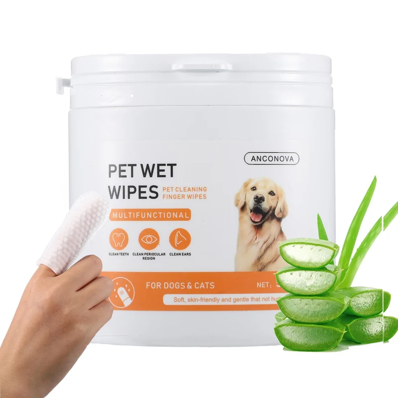 ANCONOVA Lingettes dentaires pour animaux — Nettoyage en douceur et haleine fraîche, sans rinçage | 55 pièces